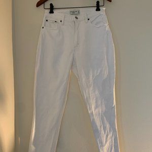Abercrombie curve love high-rise mom jeans in white